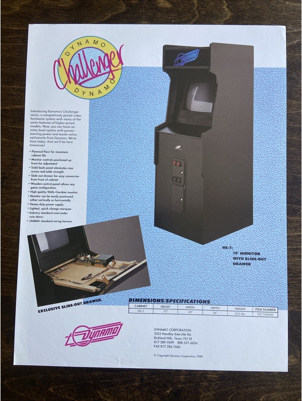 Dynamo Challenger Arcade FLYER Original Ad Promo 1989 Poster Not PCB